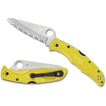 Spyderco 2024 Spyderco, Reveal V5, Pacific Salt 2, Serrated Edge, Yellow Frn SPY-C91SYL2